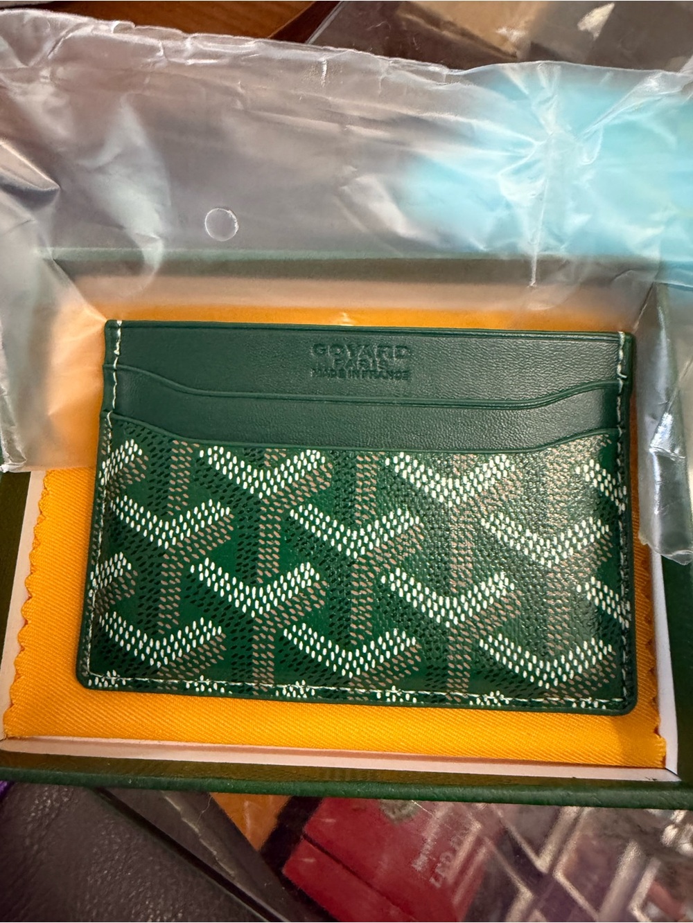 Fashion Green Card Holder -Chevron Pattern